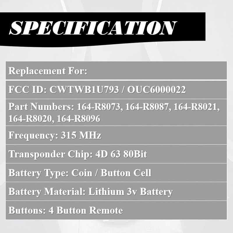 MechanMagic Key Fob Replacement Fits for CWTWB1U793 Ford Explorer 2001-2015 Mustang 2005-2014 Expedition 2003-2017 Edge Focus Lincoln Mercury Sable 2000-2009 Mazda Keyless Entry Remote 2 Sets - Image 5
